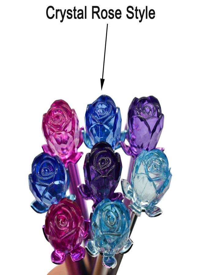 Maydahui 12 PCS Crystal Rose Gel Pen Colorful Gem Flower Pens Black Ink for Birthday Party Office Supplies Valentine's Day - Image 3