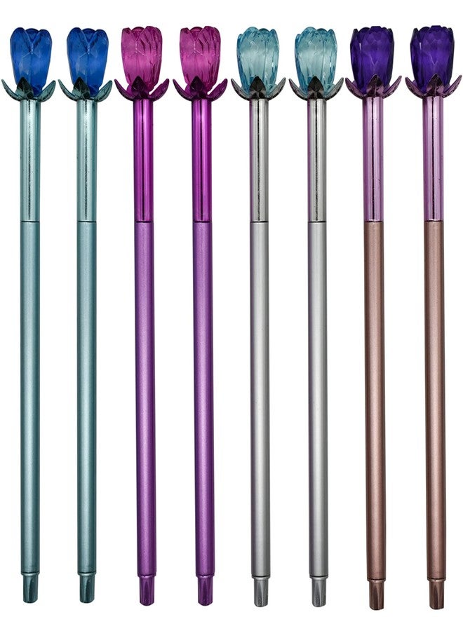 Maydahui 12 PCS Crystal Rose Gel Pen Colorful Gem Flower Pens Black Ink for Birthday Party Office Supplies Valentine's Day - Image 1