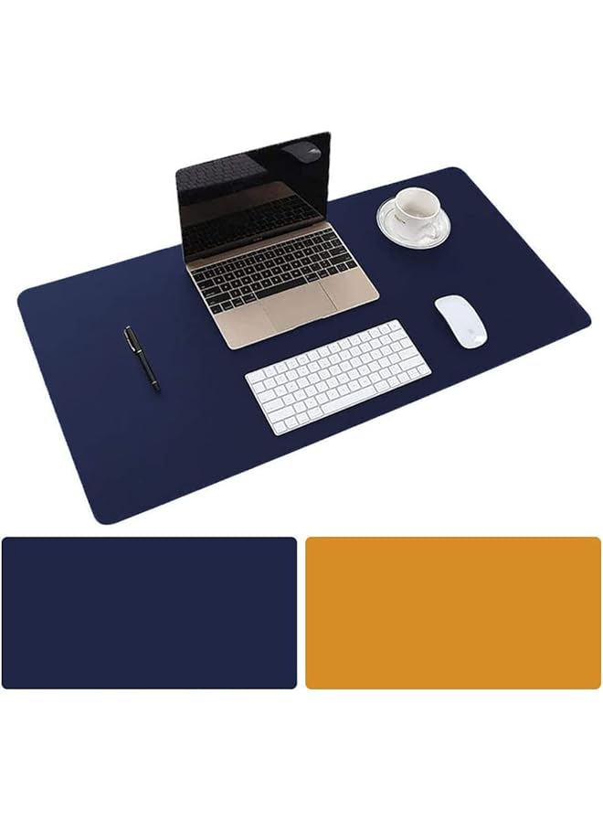 erorex Leather Desk Mat Protective Cover Mouse Pad Double Sided Color Non Slip Pu Leather Desk Mat Laptop Desk Mat 80 X 40Cm Waterproof Desk Writing Pad Suitable For Office And Home Royal Blue Plus Orange  - Image 1
