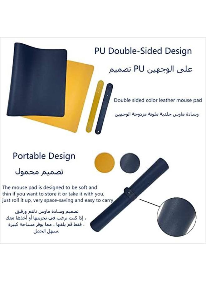 erorex Leather Desk Mat Protective Cover Mouse Pad Double Sided Color Non Slip Pu Leather Desk Mat Laptop Desk Mat 80 X 40Cm Waterproof Desk Writing Pad Suitable For Office And Home Royal Blue Plus Orange  - Image 2