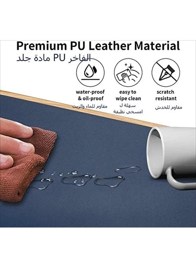erorex Leather Desk Mat Protective Cover Mouse Pad Double Sided Color Non Slip Pu Leather Desk Mat Laptop Desk Mat 80 X 40Cm Waterproof Desk Writing Pad Suitable For Office And Home Royal Blue Plus Orange  - Image 3