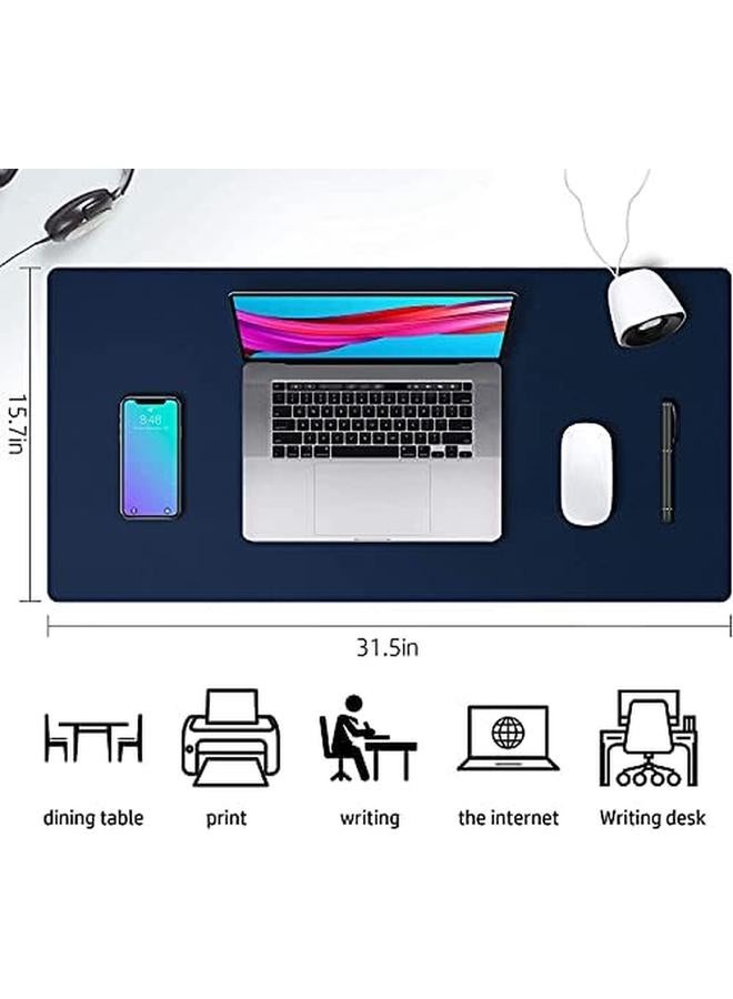 erorex Leather Desk Mat Protective Cover Mouse Pad Double Sided Color Non Slip Pu Leather Desk Mat Laptop Desk Mat 80 X 40Cm Waterproof Desk Writing Pad Suitable For Office And Home Royal Blue Plus Orange  - Image 4