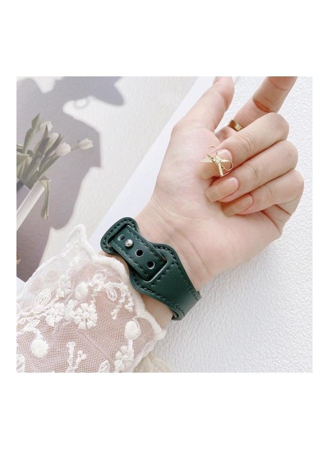 HuHa Small Waist 8-Shape Reverse Buckle Leather Replacement Strap Watchband For Apple Watch Series 7/6/SE/5/4/3/2/1 45/44/42mm Yellow - Image 4