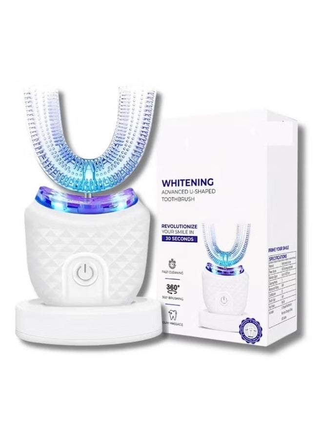 YoYoTech Rechargeable U-Shaped Electric Toothbrush for Adults – 360° Whole Mouth Cleaning, Whitening LED,4 Brushing Modes Ultrasonic (Strong, Comfortable, Massage, Whitening), Wireless Fast Charging,I