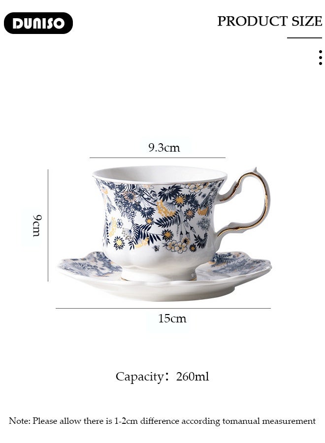 DUNISO Ceramic Tea Cups and Saucers Set, Porcelain Tea Set for Tea Party, Afternoon Tea Cups Saucer for Coffee Drinks and Tea, Kitchen and Living Room Saucers Set,Ceramic Coffee Cup for Office and Home - Image 2