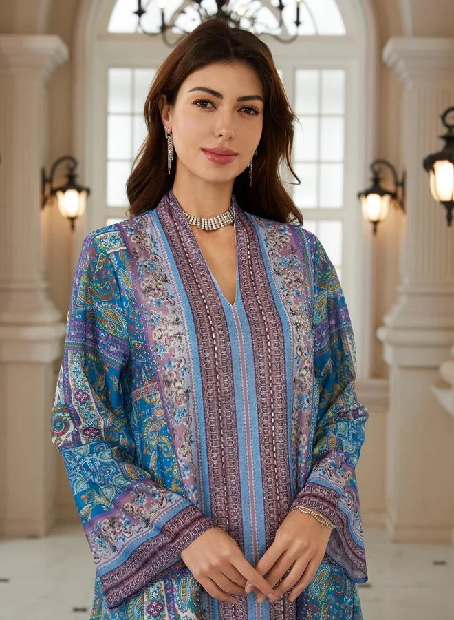 تايك تو جلابية مطبعة بقصة واسعة