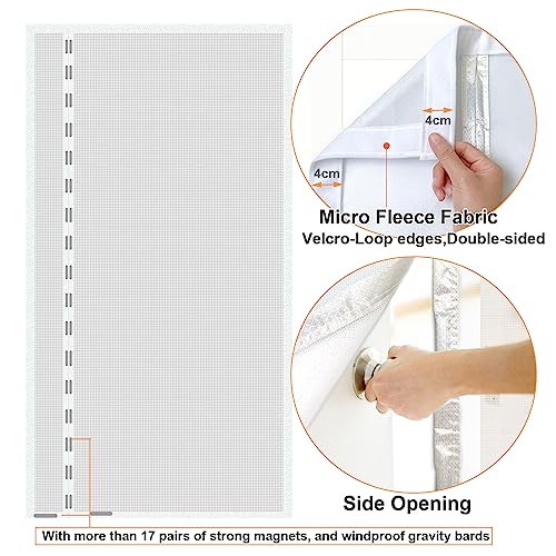 Risareyi Side Opening Magnetic Screen Door in Fiberglass 34x80inch, White - Thicken Mesh Screen Magnetic Closure Keep Bugs Out, Reversible for Left/Right Door - Image 3