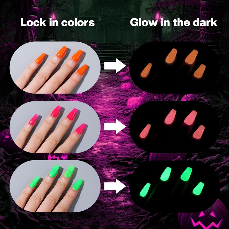Morovan Neon Nail Polish Set: Glow in The Dark Fingernail Polish Kit Air Quick Dry Regular Nail Polish Pack for Halloween Christmas Winter Nail Art Gift Holiday Party - Image 3
