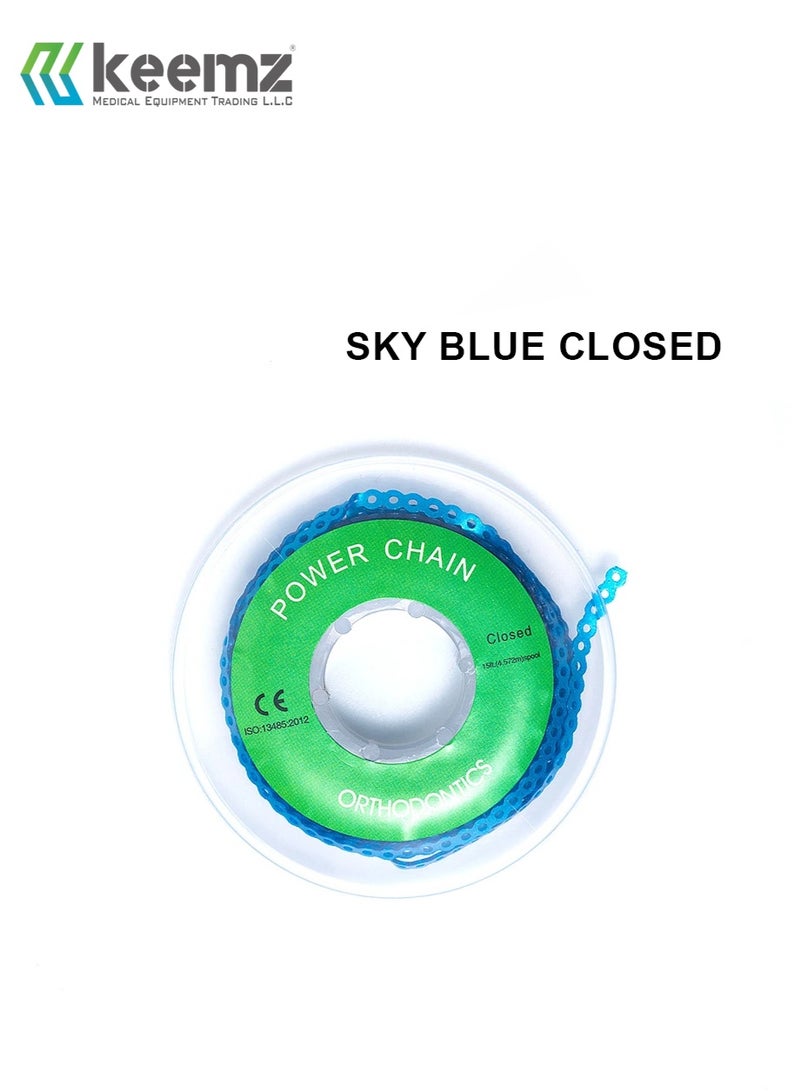 keemz Orthodontic Dental Elastic Ultra Power Rubber Chains for Braces BLUE CLOSED - Image 1