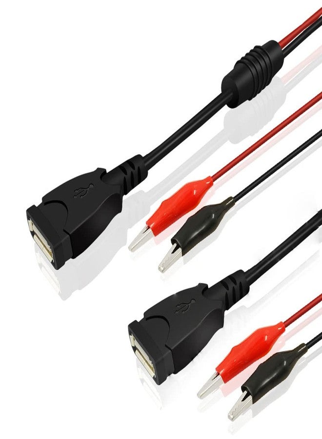 مشابك التمساح NOYITO إلى كابل اختبار USB أنثى 18AWG سلك أحمر أسود أقصى تيار 5 أمبير طول الكابل 12 بوصة متوافق مع أجهزة USB (عبوة من قطعتين) (مشابك التمساح إلى كابل USB أنثى) - Image 1