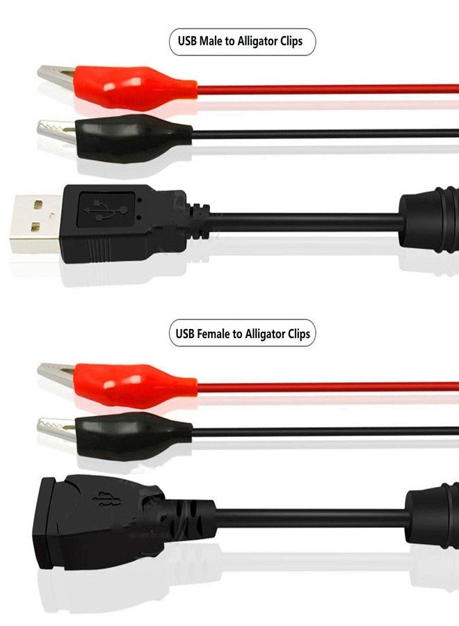 مشابك التمساح NOYITO إلى كابل اختبار USB أنثى 18AWG سلك أحمر أسود أقصى تيار 5 أمبير طول الكابل 12 بوصة متوافق مع أجهزة USB (عبوة من قطعتين) (مشابك التمساح إلى كابل USB أنثى) - Image 2
