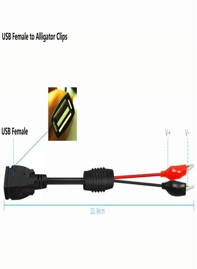 مشابك التمساح NOYITO إلى كابل اختبار USB أنثى 18AWG سلك أحمر أسود أقصى تيار 5 أمبير طول الكابل 12 بوصة متوافق مع أجهزة USB (عبوة من قطعتين) (مشابك التمساح إلى كابل USB أنثى) - Image 3