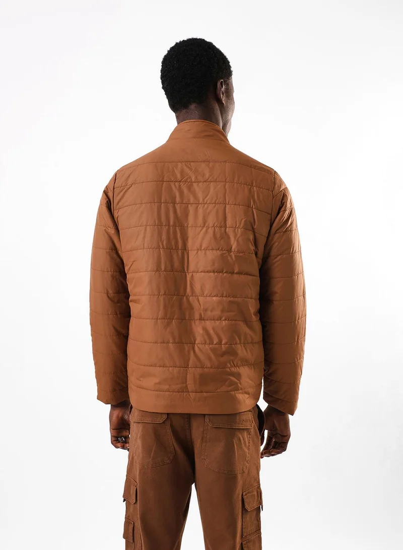 Dennis Lingo  Men's Tan Brown 100% Polyester Puffer Regular Fit Jacket for Men | Best Price UAE