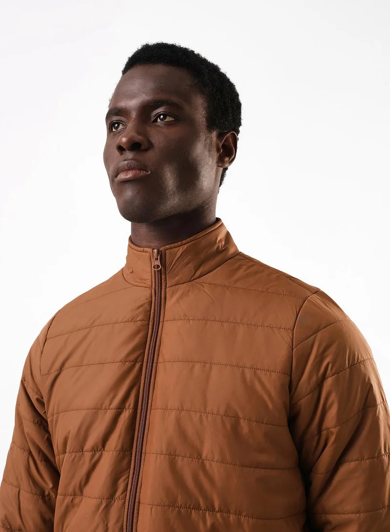 Dennis Lingo  Men's Tan Brown 100% Polyester Puffer Regular Fit Jacket for Men | Best Price UAE