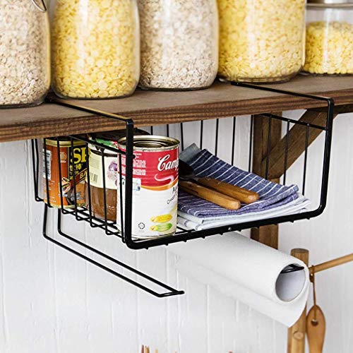 Styleys Iron Multifunctional Kitchen Under Cabinet Shelf Basket Wire Rack Organizer Storage with Tissue Holder, S11088, Black - Pack of 3 - Image 5