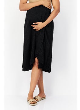 Reserved Maternity Textured Midi Skirt, Black  - Image 3
