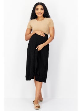 Reserved Maternity Textured Midi Skirt, Black  - Image 1