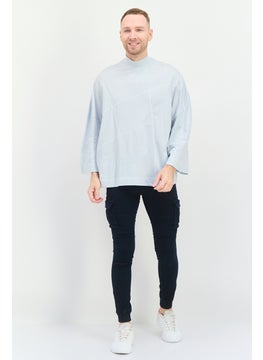 Asos Design Men Oversized Fit Mock Neck Short Sleeve Plain T-Shirt, Light Grey  - Image 3