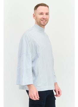 Asos Design Men Oversized Fit Mock Neck Short Sleeve Plain T-Shirt, Light Grey  - Image 4