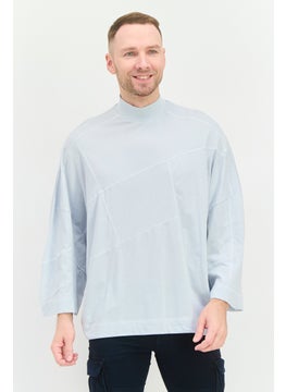 Asos Design Men Oversized Fit Mock Neck Short Sleeve Plain T-Shirt, Light Grey  - Image 1