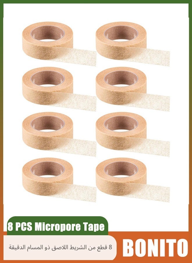 بونيتو شريط ميكروبور ، شريط جلد مرن 8 قطع 0.5 بوصة × 10 شريط مسام دقيق Micropore شريط شاش أنف قابل للتنفس ، شريط جلد قابل للنطق لفستان الجرح ، شريط أنف قابل للتنفس شريط شاش ذاتي اللصق - Image 1