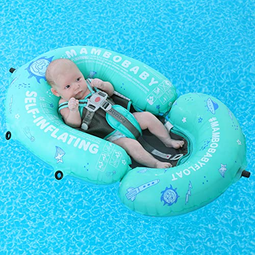 HECCEI Mambobaby Baby Pool Floats Hammock with Canopy - Portable Swimming Floating Toys Self-Inflating Water Hammock Pool Raft Floatie Lounger for Baby Summer Lake Beach UPF50+, Green - Image 5