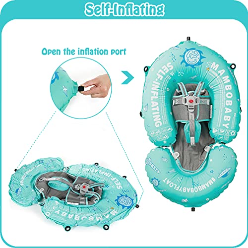 HECCEI Mambobaby Baby Pool Floats Hammock with Canopy - Portable Swimming Floating Toys Self-Inflating Water Hammock Pool Raft Floatie Lounger for Baby Summer Lake Beach UPF50+, Green - Image 3