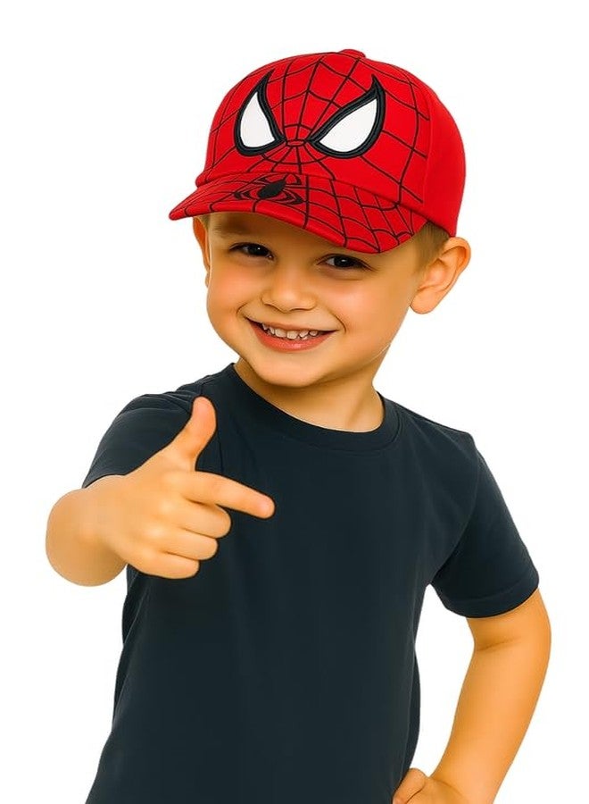 Malvina Cool Spider Web Cap for Boys - Cartoon Hero Design - Red Edition (3-6 Years) - Image 1