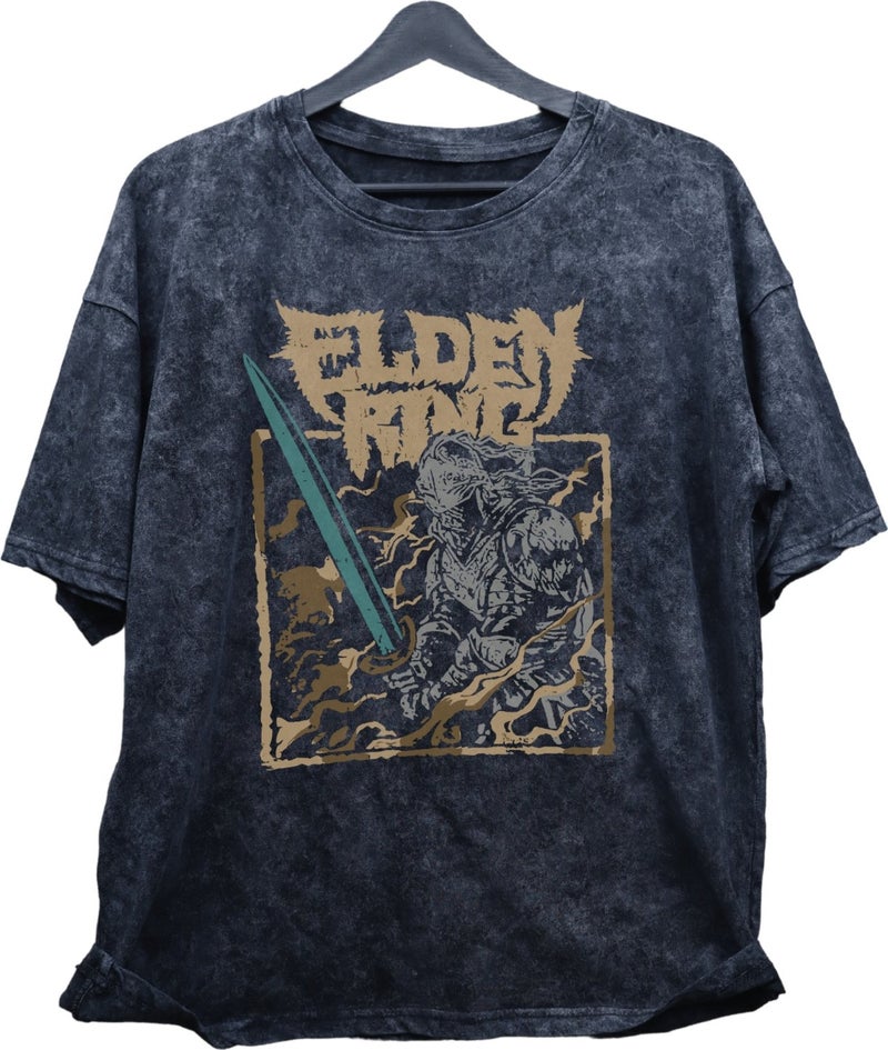 Fuddy Moda Fuddy Fashion Unisex Hand Washed Ring Printed T-Shirt, Oversize Video Game Printed Retro T-Shirt  - Image 1
