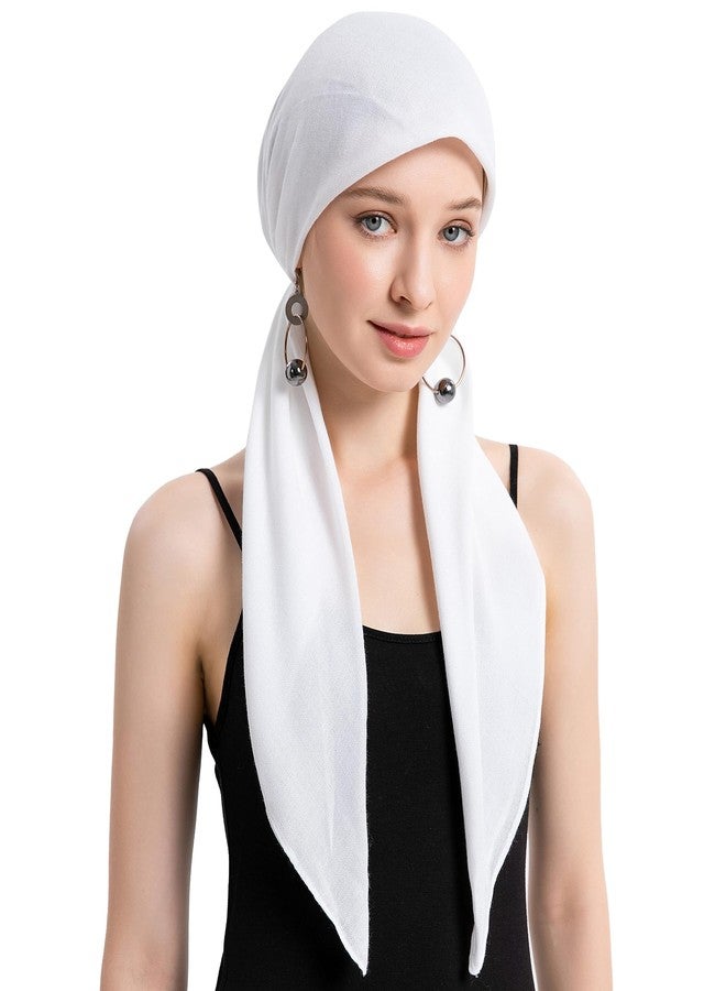 ZLYC غطاء رأس ZLYC Chemo Headwear جاهز للربط للنساء، قبعة خفيفة الوزن، غطاء رأس على شكل جمجمة، أغطية رأس (أبيض سادة) - Image 1