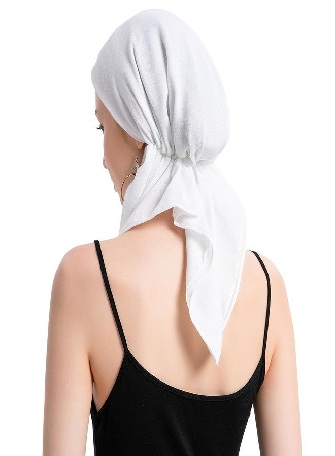 ZLYC غطاء رأس ZLYC Chemo Headwear جاهز للربط للنساء، قبعة خفيفة الوزن، غطاء رأس على شكل جمجمة، أغطية رأس (أبيض سادة) - Image 5