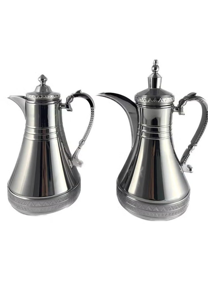 Homemaker Elegant 2-Piece Stainless Steel Tea & Coffee Flask Set – 0.75L & 1L | Silver Finish | Glass Inner for Long-Lasting Heat Retention | Made in Turkey  - Image 3