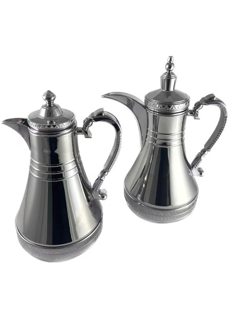 Homemaker Elegant 2-Piece Stainless Steel Tea & Coffee Flask Set – 0.75L & 1L | Silver Finish | Glass Inner for Long-Lasting Heat Retention | Made in Turkey  - Image 2
