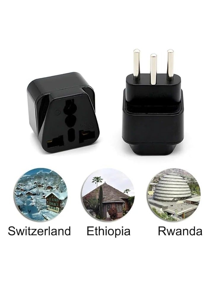 erorex Switzerland Plug Adapter,2 Pack UK to Switzerland Plug Adapters, UK to Swiss Plug Adapter, European Travel Universal Plug Adapter for Using in Switzerland (2PCS, Black)  - Image 2