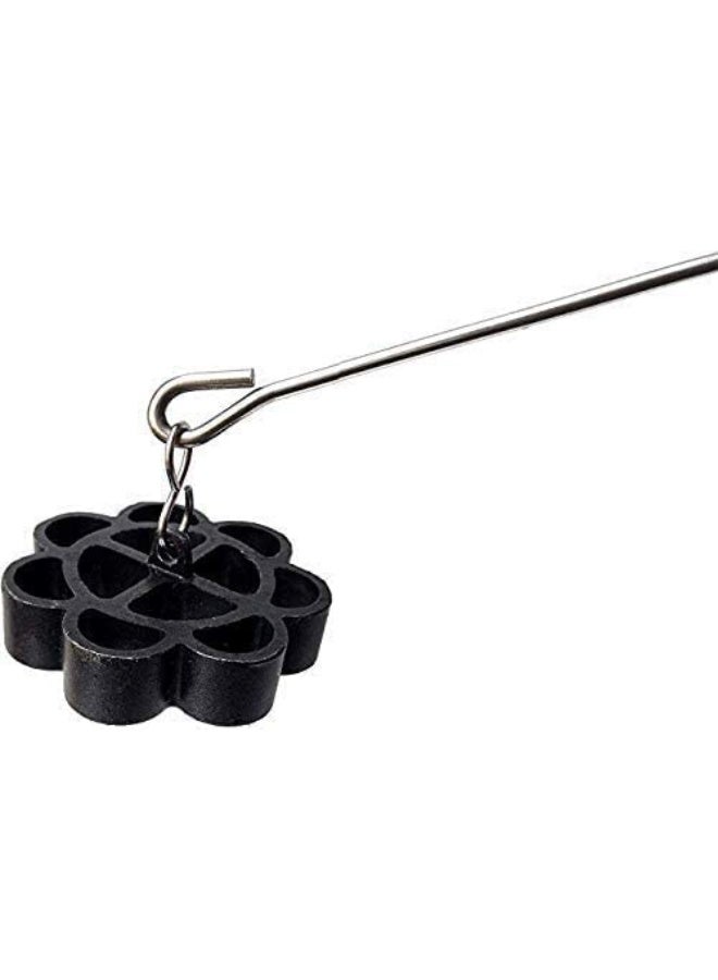 PUTHAK صانعة كعك الورد غير اللاصقة من الفولاذ المقاوم للصدأ، صانعة أتشابام بمقبض مقاوم للحرارة (أسود) - Image 1