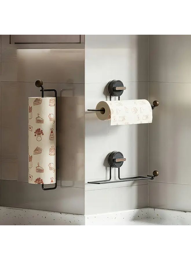 Black Heavy Duty Suction Cup Paper Towel Holder 360 Degree Spin No Drill Wall Mount - Image 3