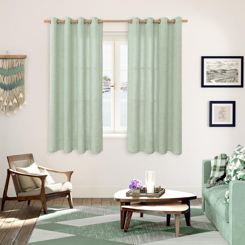 YoungsTex Sage Green Curtains 63 Inch Length 2 Panels for Living Room - Rustic Linen Drapes with Bronze Grommet Light Filtering for Bedroom Office Spring Decorative Country, 52 X 63 Inch - Image 2