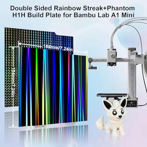 IdeaFormer-3D H1H Smooth Build Plate for Bambu Lab A1 Mini, Rainbow Streak+Phantom Double Sided Textured Spring Steel Sheet 184x184mm for Bambulab A1 Mini - Image 2