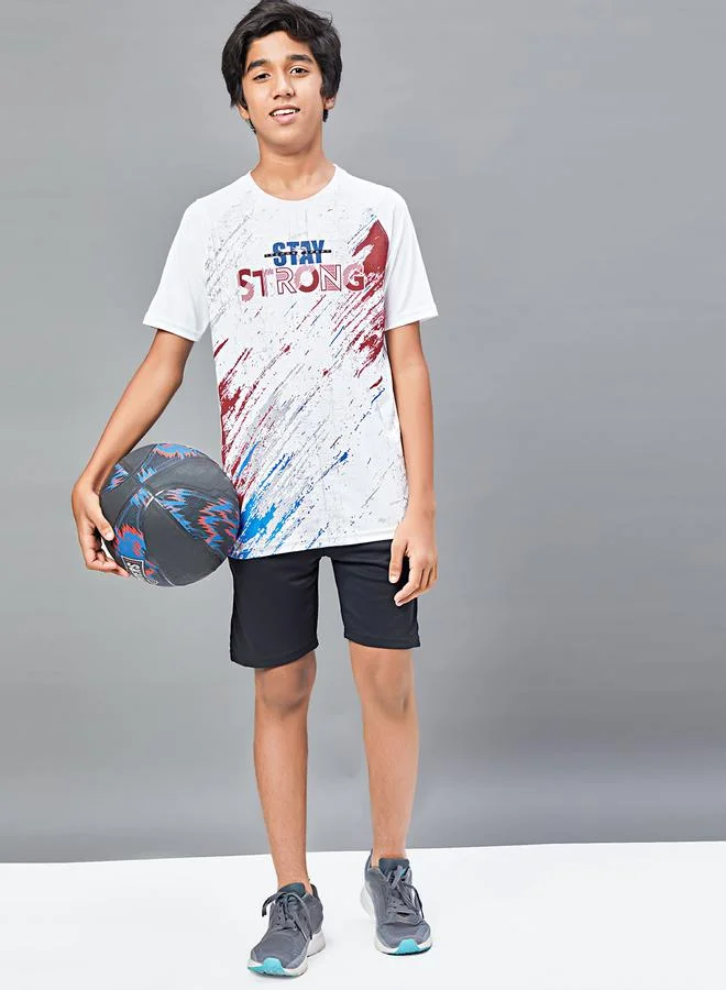 Technosport Printed Slim Fit T-Shirt with Technolite by Styli