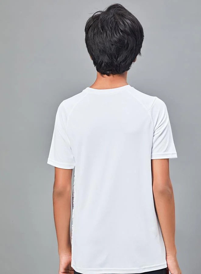 Technosport Printed Slim Fit T-Shirt with Technolite by Styli