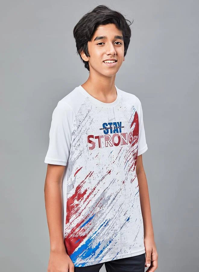 Technosport Printed Slim Fit T-Shirt with Technolite by Styli
