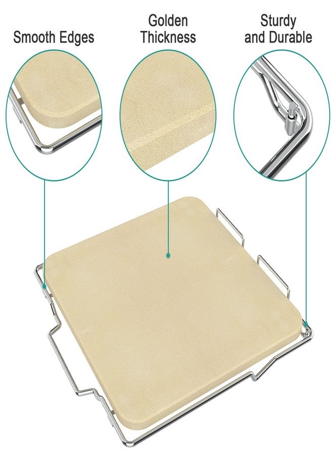 EasiBBQ Pizza Stone with Stainless Steel Rack for Ninja Woodfire Outdoor Pizza Oven OO101, Thickened Durable Pizza Stone, Woodfire Pizza Oven Accessories for Ninja OO100 Series - Image 4