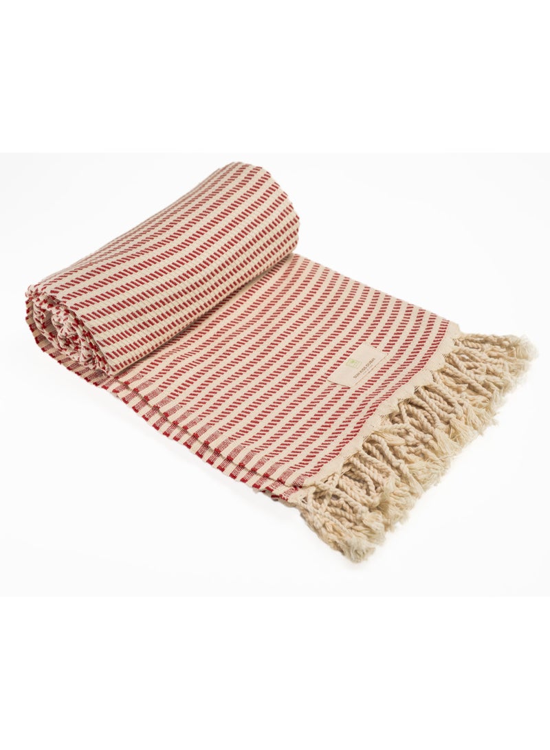 Sun Kiss Dubai Sun Kiss Dubai Turkish Beach Towel - Red Stripes (100cm x 80cm)  - Image 1