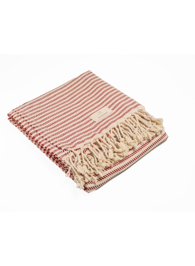 Sun Kiss Dubai Sun Kiss Dubai Turkish Beach Towel - Red Stripes (100cm x 80cm)  - Image 2