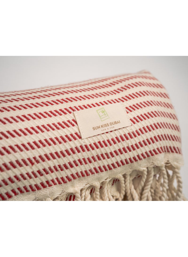 Sun Kiss Dubai Sun Kiss Dubai Turkish Beach Towel - Red Stripes (100cm x 80cm)  - Image 3