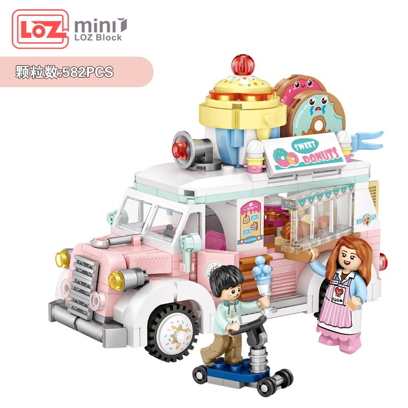 Loz New Small Particle Building Blocks Gourmet Car Series Ice Cream Fries Shop 1731 Assembled Building Blocks Children'S Toys - Image 1