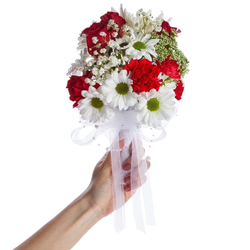 Sparkle and Bash Foam Wedding Bouquet Holder for Fresh and Artificial Flower Arrangements with Lace and Rhinestones (3 x 7 in)  - Image 4