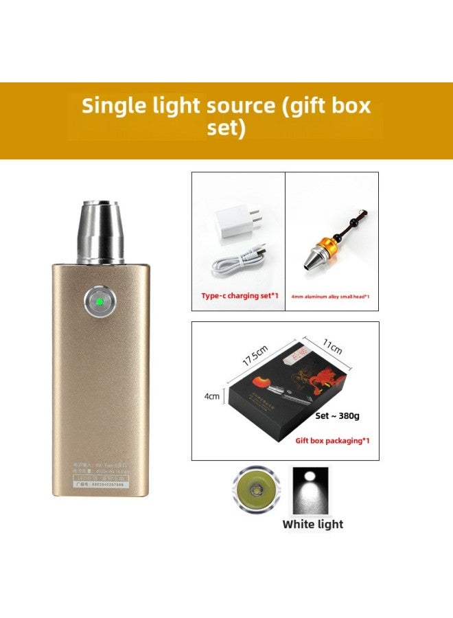 Jade Identification Flashlight Shines Stone Special Strong Light Jade Jewelry Jade Stone Literature Play Antique Detection Lamp-Product Specifications:Gold Laserless/white Light Gift Box Set  - Image 1
