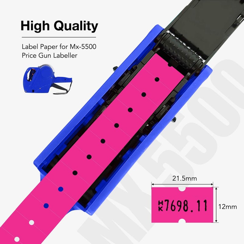 Hatisan 30 Rolls 15000 Price Gun Labels for Mx-5500 White Price Marker Stickers, Super Sticky Label Paper Tag Labels (Rose Red) - Image 3