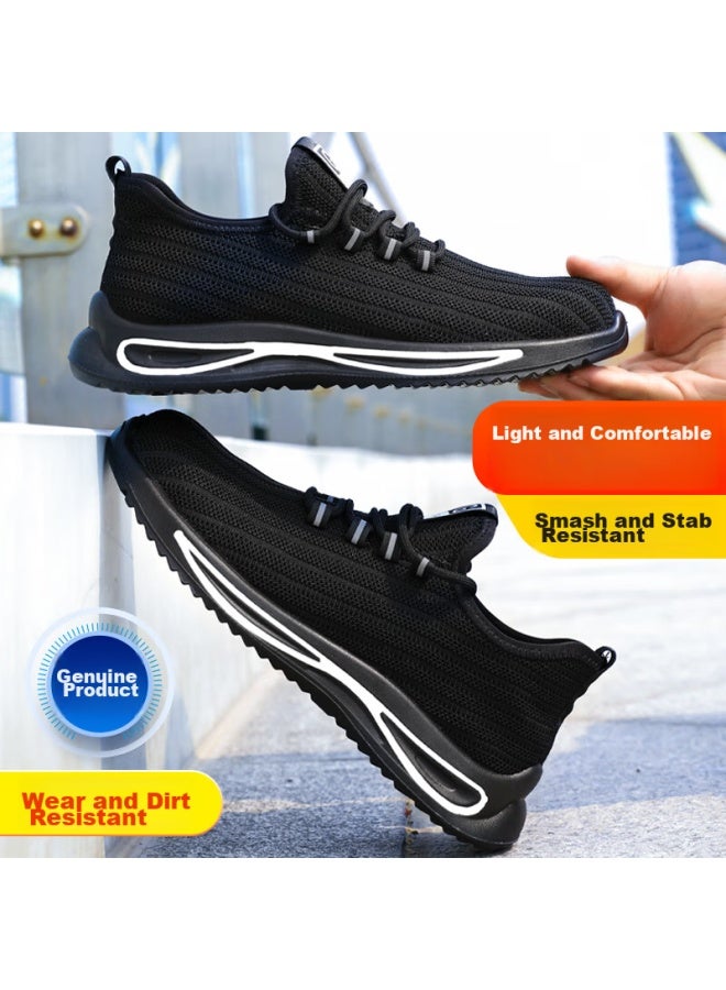 JUNBU Safety Shoes For Men, Summer Breathable Steel Toe Cap, Anti-Smashing, Anti-Puncture, Lightweight, Odor-Resistant, Construction Site Work Shoes 1080F Size 38 - Image 1
